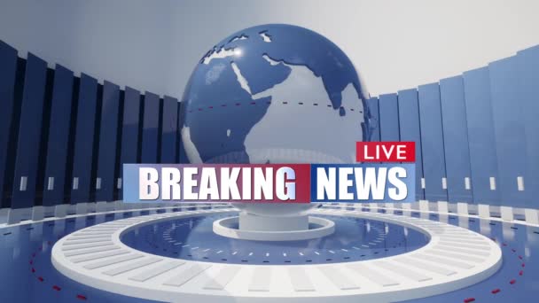 Global Earth Rotating Digital World Breaking News Studio Background News — Videoclip de stoc