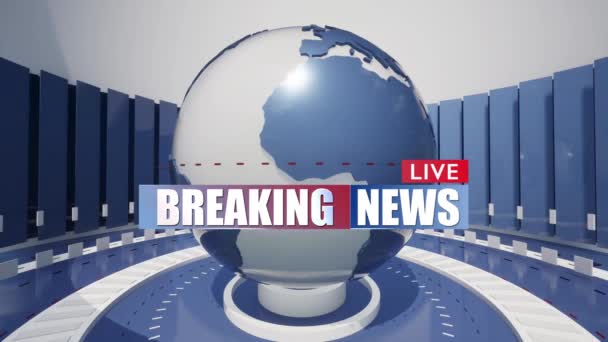 Global Earth Rotating Digital World Breaking News Studio Background News — Videoclip de stoc