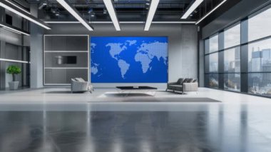 3D Sanal TV Stüdyo Haberleri, 3D Wall3D Sanal Haber Stüdyosu Arkaplanı 'ndaki TV programları için zemin