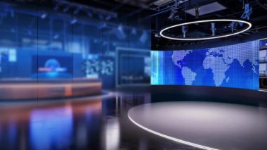 3D Sanal TV Stüdyo Haberleri, 3D Wall3D Sanal Haber Stüdyosu Arkaplanı 'ndaki TV programları için zemin