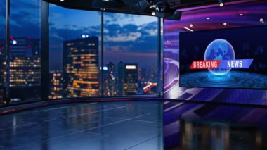 3D Sanal TV Stüdyo Haberleri, 3D Wall3D Sanal Haber Stüdyosu Arkaplanı 'ndaki TV programları için zemin