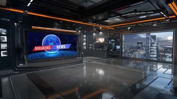 Virtual Studio Nieuws Achtergrond Voor Shows Wall Virtual News Studio — Stockvideo