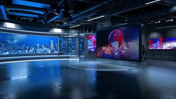 Virtual Studio News Backdrop Για Τηλεοπτικές Εκπομπές Wall Virtual News — Αρχείο Βίντεο