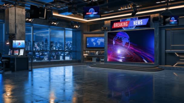 Virtual Studio Notizie Fondale Spettacoli Televisivi Sfondo Wall Virtual News — Video Stock