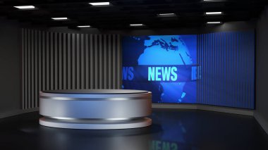 3D Sanal TV Stüdyo Haberleri, 3D Wall3D Sanal Haber Stüdyosu Arkaplanı 'ndaki TV programları için zemin