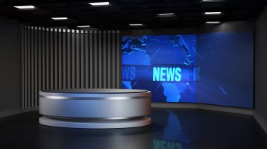 3D Sanal TV Stüdyo Haberleri, 3D Wall3D Sanal Haber Stüdyosu Arkaplanı 'ndaki TV programları için zemin