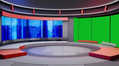 3D Sanal Haber Stüdyosu Arkaplan Döngüsü