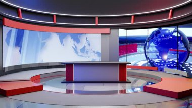 3D Sanal Haber Stüdyosu Arkaplan Döngüsü