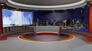 3D Sanal Haber Stüdyosu Arkaplan Döngüsü
