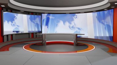 3D Sanal Haber Stüdyosu Arkaplan Döngüsü