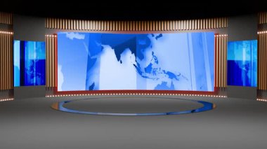 3D Sanal Haber Stüdyosu Arkaplan Döngüsü