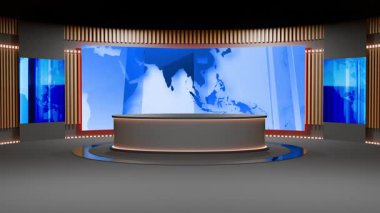 3D Sanal Haber Stüdyosu Arkaplan Döngüsü