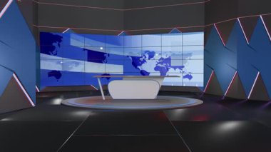 3D Sanal Haber Stüdyosu Arkaplan Döngüsü