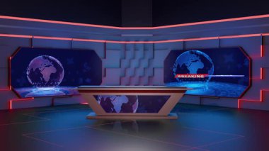 3D Sanal Haber Stüdyosu Arkaplan Döngüsü