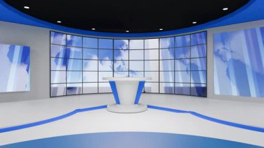 3D Sanal Haber Stüdyosu Arkaplan Döngüsü