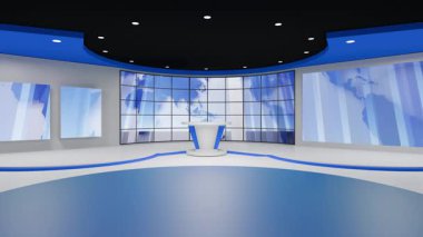3D Sanal Haber Stüdyosu Arkaplan Döngüsü