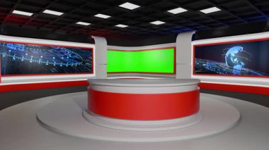 3D Sanal Haber Stüdyosu Arkaplan Döngüsü