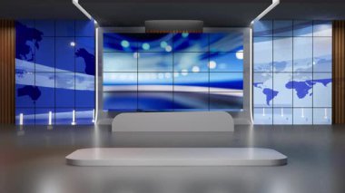 3D Sanal Haber Stüdyosu Arkaplan Döngüsü
