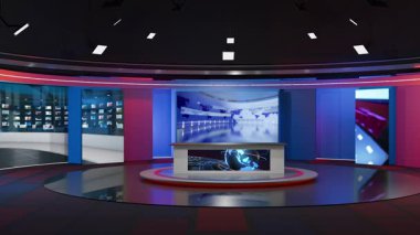 3D Sanal Haber Stüdyosu Arkaplan Döngüsü