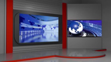 3D Sanal Haber Stüdyosu Arkaplan Döngüsü