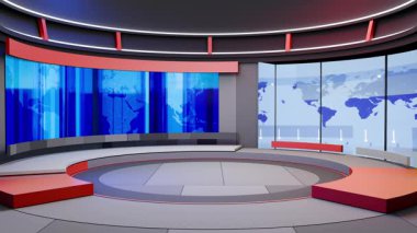 3D Sanal Haber Stüdyosu Arkaplan Döngüsü
