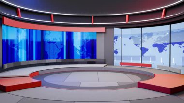 3D Sanal Haber Stüdyosu Arkaplan Döngüsü