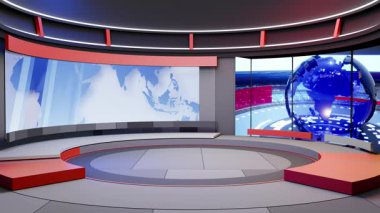 3D Sanal Haber Stüdyosu Arkaplan Döngüsü