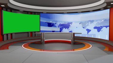 3D Sanal Haber Stüdyosu Arkaplan Döngüsü