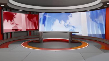 3D Sanal Haber Stüdyosu Arkaplan Döngüsü