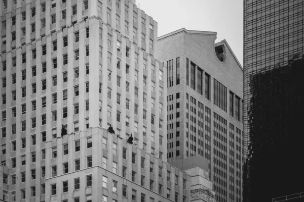 Prédio Manhattan Fundo Preto Branco — Fotografia de Stock