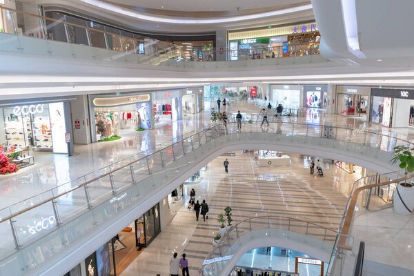 Shenzhen, China, January 04, 2023: interior of Uniwalk Center. This is a five-story retail addition to a multi-tower mixed-use development in Shenzhen.