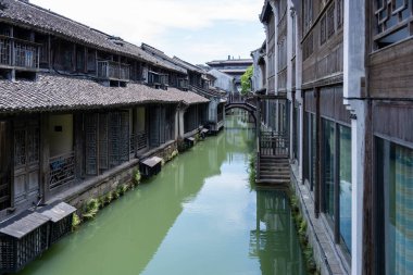 Wuzhen, Hangzhou, Çin, 29 Mayıs 2024: Wuzhen Antik Su Kenti, Çin 'in en ünlü tarihi ve kültürel şehirlerinden biridir.