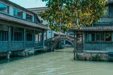 A Beautiful Historical Chinese water town clipart