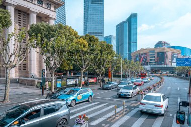 Şangay, Çin, 04 Haziran 2024: Lujiazui İş Bölgesi Pudong, Şangay, Çin 