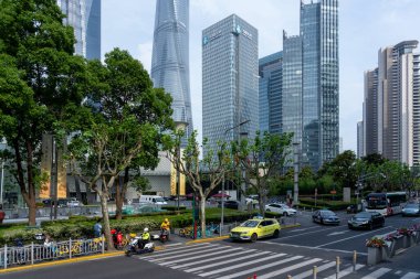 Şangay, Çin, 04 Haziran 2024: Lujiazui İş Bölgesi Pudong, Şangay, Çin 