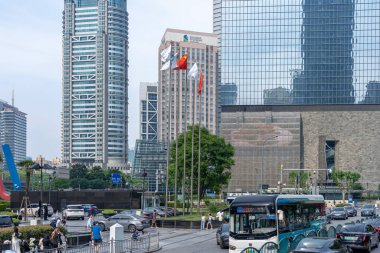 Şangay, Çin, 04 Haziran 2024: Lujiazui İş Bölgesi Pudong, Şangay, Çin 