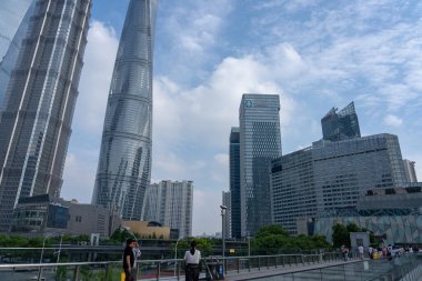 Şangay, Çin, 04 Haziran 2024: Lujiazui İş Bölgesi Pudong, Şangay, Çin 