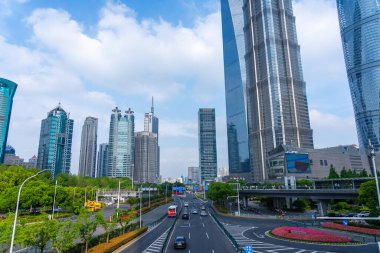 Şangay, Çin, 04 Haziran 2024: Lujiazui İş Bölgesi Pudong, Şangay, Çin 