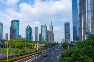 Şangay, Çin, 04 Haziran 2024: Lujiazui İş Bölgesi Pudong, Şangay, Çin 