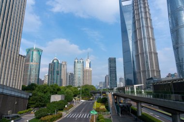 Şangay, Çin, 04 Haziran 2024: Lujiazui İş Bölgesi Pudong, Şangay, Çin 