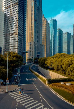 Şangay, Çin, 04 Haziran 2024: Lujiazui İş Bölgesi Pudong, Şangay, Çin 