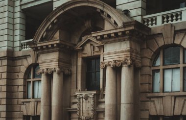 Çin, Şangay 'da geleneksel dış cephe dış cephe detaylarını kapatın.