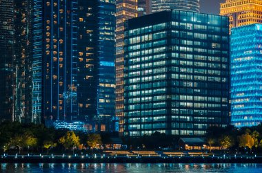 Geceleri kentsel gökdelenler, shanghai; 