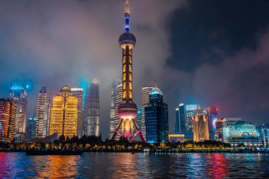 Geceleri kentsel gökdelenler, shanghai; 