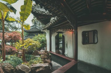 Klasik Çin bahçesinin detayları; klasik mimari