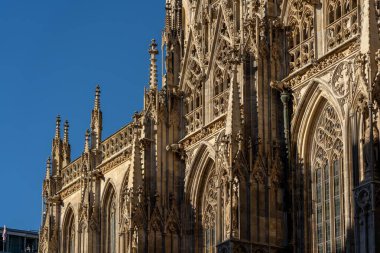 Wien, Avusturya - 28 Ekim 2023: Süslü taş işçiliği Avusturya 'nın Wien kentindeki gotik bir katedralin içini süslüyor.