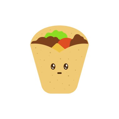 vector icon of cute flat design fast food burrito
