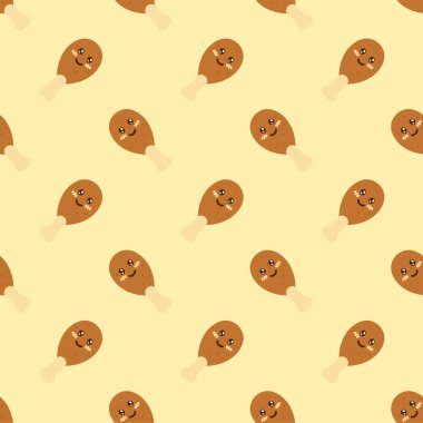 vector icon of cute flat design pattern fast food fried chicken