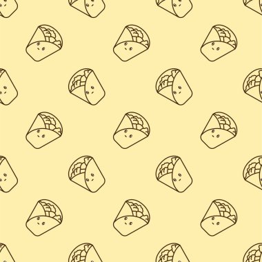 vector icon of cute pattern line doodle fast food burrito