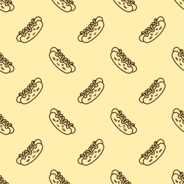 vector icon of cute pattern line doodle fast food hot dog